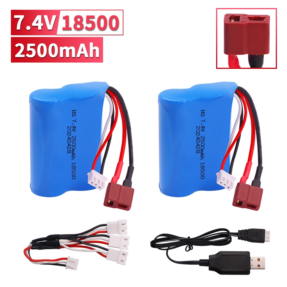 18500 2500 mAh 7.4 V batterij met Oplader Voor HBX 16889 16889A 16890 16890A SG1601 SG1602 1/16 RC vrachtwagen/auto onderdelen Batterij: GRIJS
