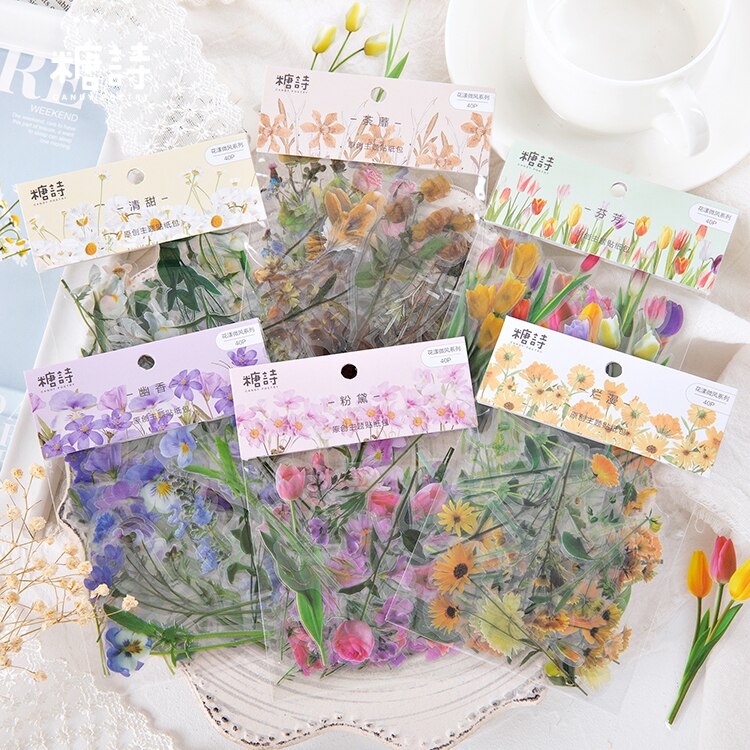 Flower wave breeze serie dekorativa washi klistermärken väska scrapbooking stick etikett dagbok brevpapper album klistermärken