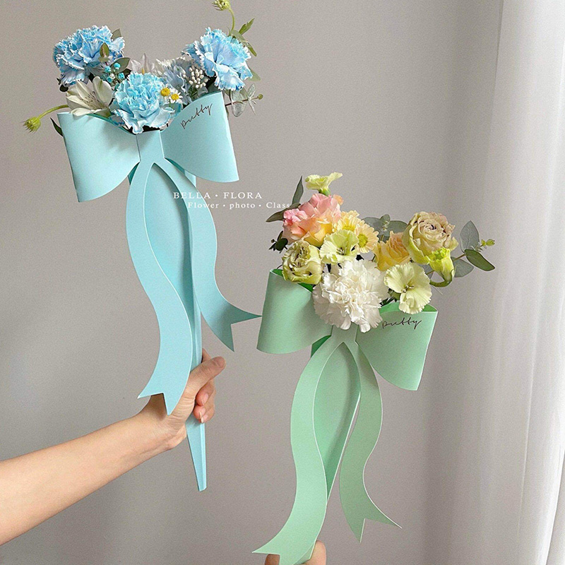 Single Bouquet Flower Box Small 520 Valentine'S Day Bow Knot Folding Flower Packaging Box Flower Arrangement Manual Diy