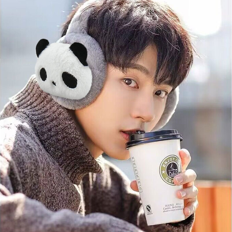 Maikun, nuevos orejeras mullidas de felpa con dibujos animados para niños, bolsas con orejas de Panda bonitas y cálidas para estudiantes de invierno