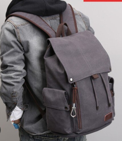 Mænd rygsæk fritid bør rejse retro lærred rygsække mænds tasker studerende skoletaske computer tasker: Sortblå ny