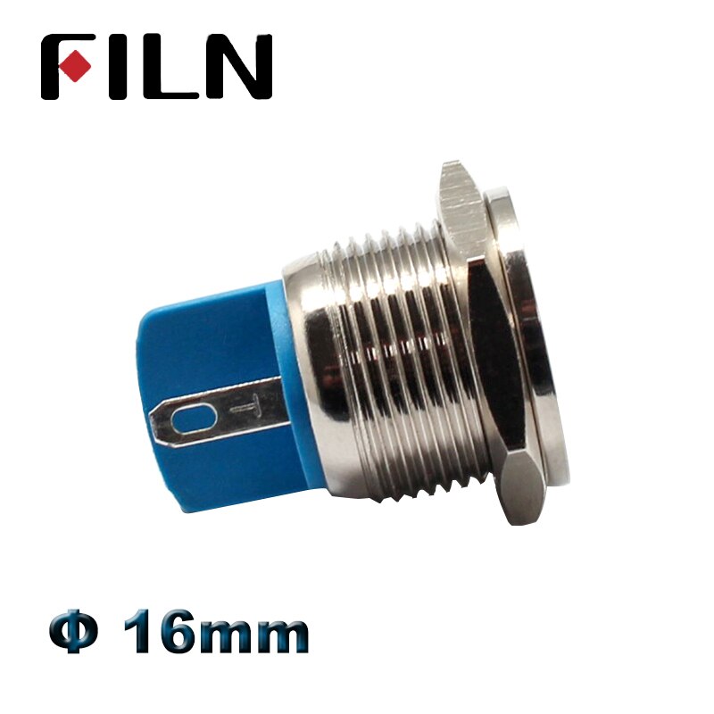 Filn 16mm 12v 24v ledet metallindikatorlys rød grønn blå hvit gul advarselsmetall signallampe pilotlampe 110v 220v