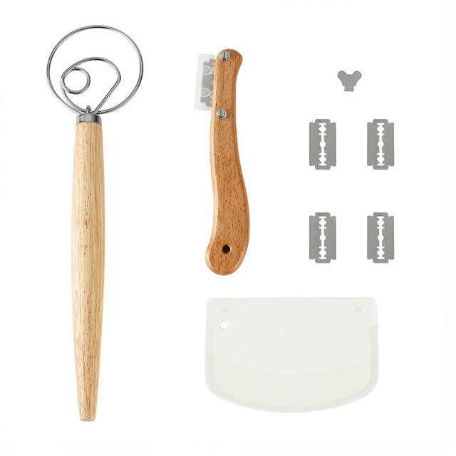 Bread Baking Tool Set Curved Bread Cutter Flour Coil Mixer Flour Scraper Pizza Biscuit Cookie Toast Baking Tool Set Home Baker: Default Title
