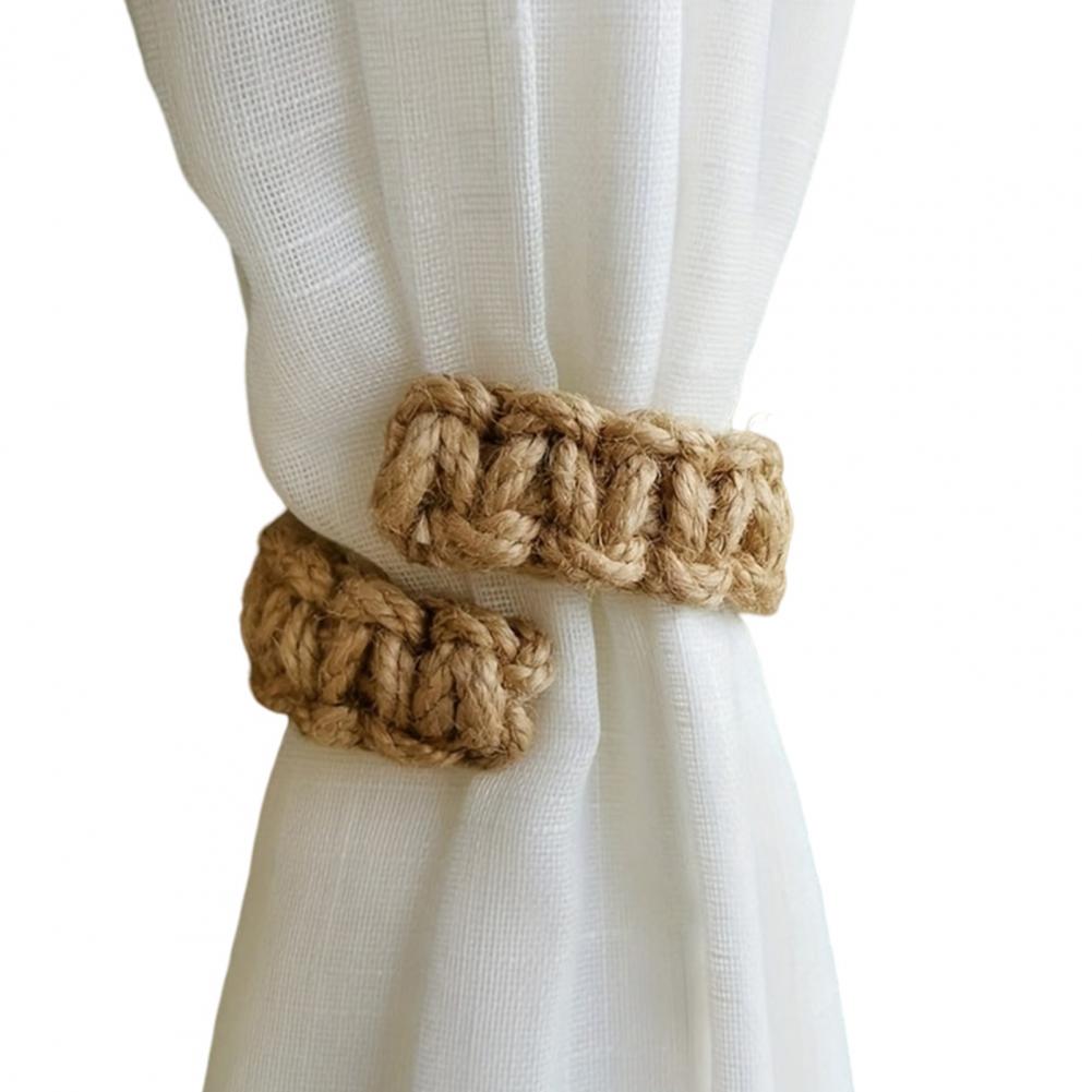 Corbatas trenzadas de cuerda de cáñamo, corbatas de cortina trenzadas de yute, corbatas de estilo clásico, decoración del hogar para cortinas