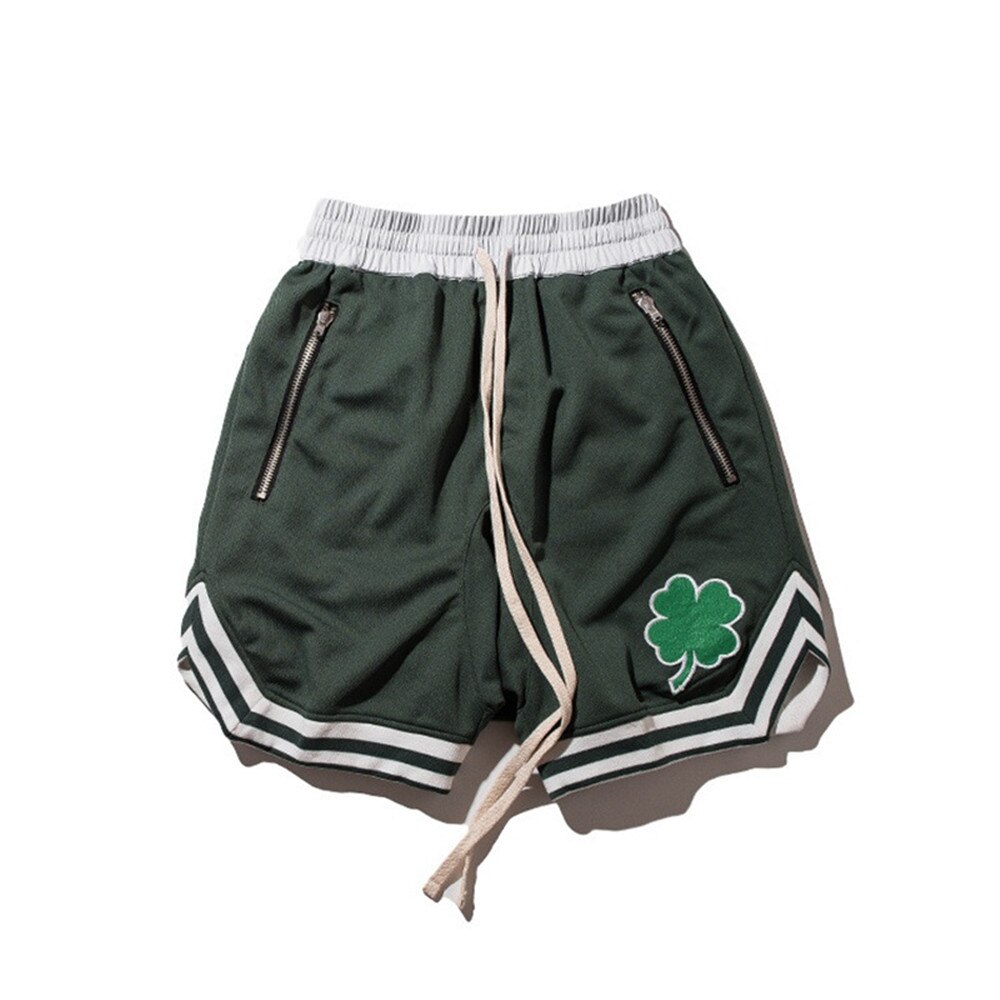 Sommer hip-hop populære shorts herre løs sport high street 5 point mandlige basketball bukser trend afslappede korte bukser: Grøn / Xxl