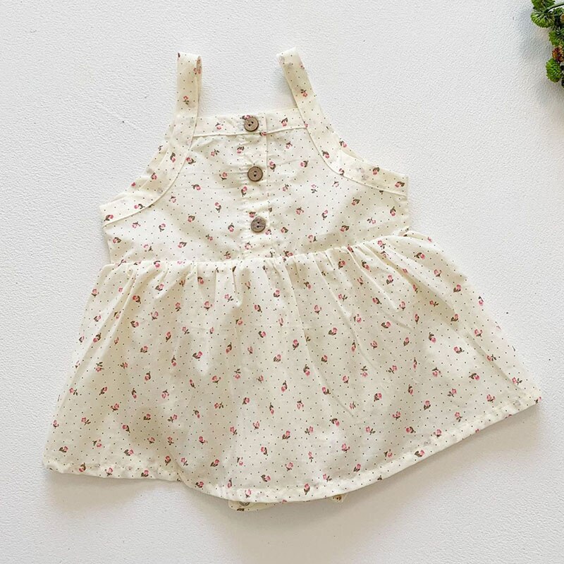 0-3Y New Summer Newborn Baby Dress For Girls Cotton Floral senza maniche Infant Girl pagliaccetto abiti abiti carini: pink / 3-6M 66