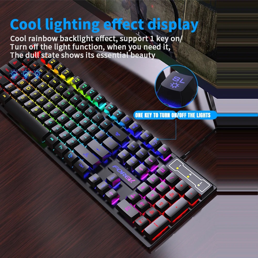 104-toetsen mechanisch toetsenbord met achtergrondverlichting Bedraad gamingtoetsenbord Waterdicht Lichtgevend toetsenbord en muisset voor gamer PC Laptop Kantoor