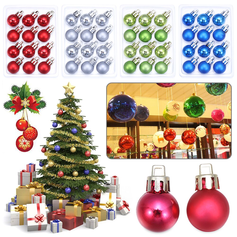 Plastic Christmas Tree Decoration Ball Bauble 12Pcs 2cm Party Hanging Pendant Ball Ornament Decorations for Home Christmas DIY