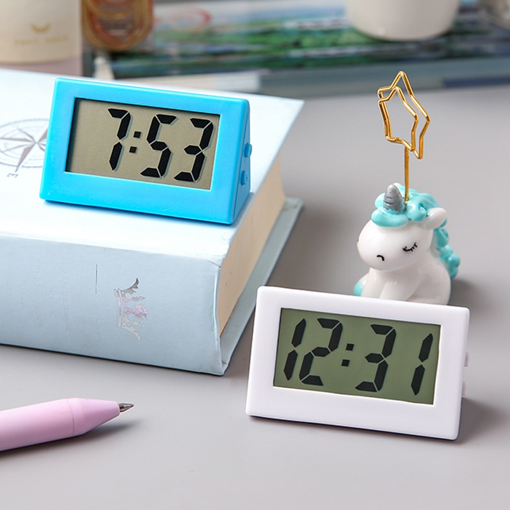 Portable mini silent electronic desk clock, household mini triangle diy digital desktop student exam silent electronic clock