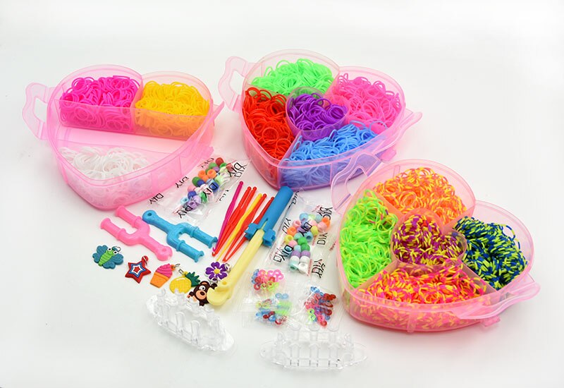 4500 Stuks Rubber Fun Loom Bands Kit Voor Meisjes Kids Diy Gom Armbanden 3 Layer Pvc Doos Familie loom Kit Set Breien