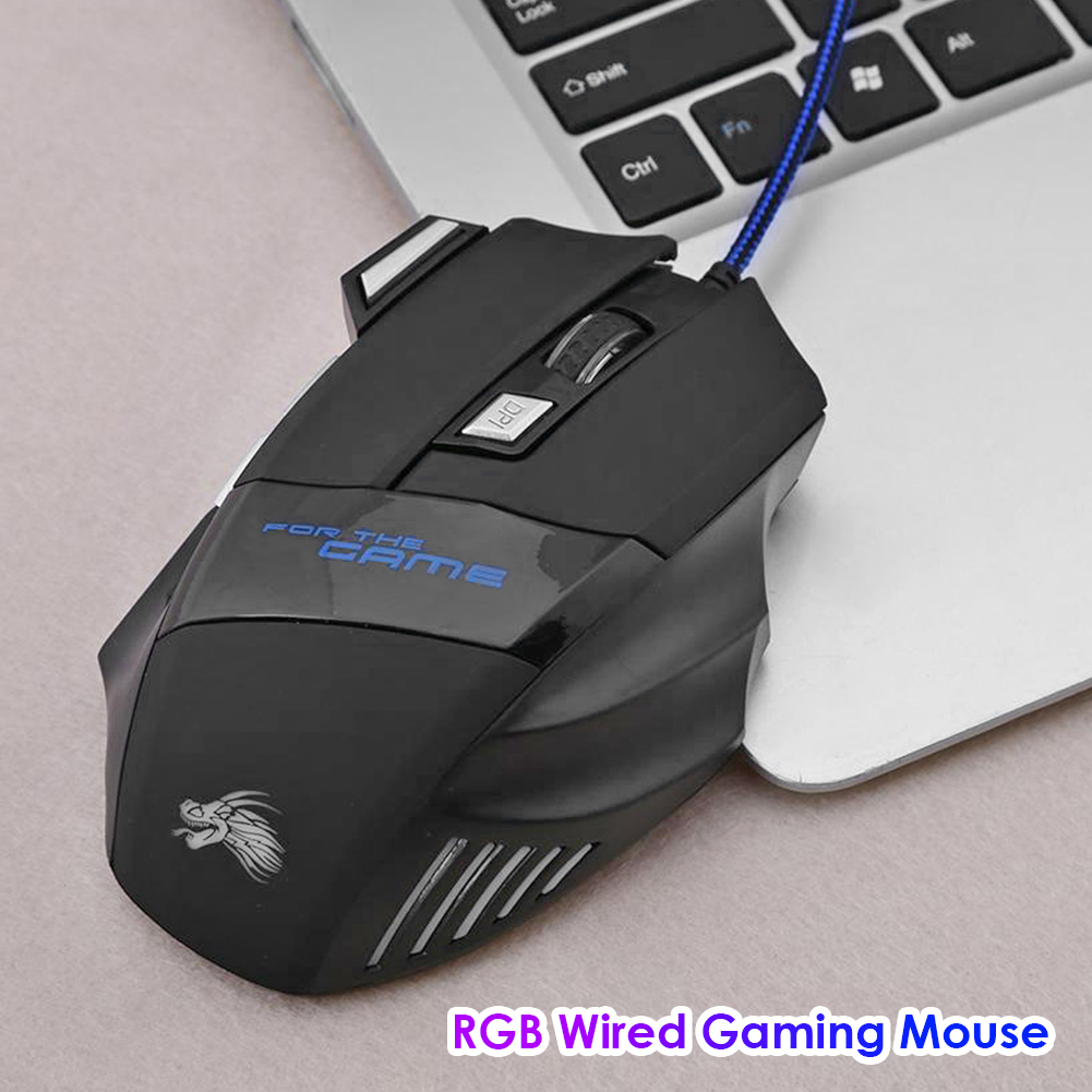 Wired Gaming Mouse Wired Optical Mice 7-Color Backlight 5500 DPI LED Computer Mice USB Cable Silent Mouse for PC Office Notebook