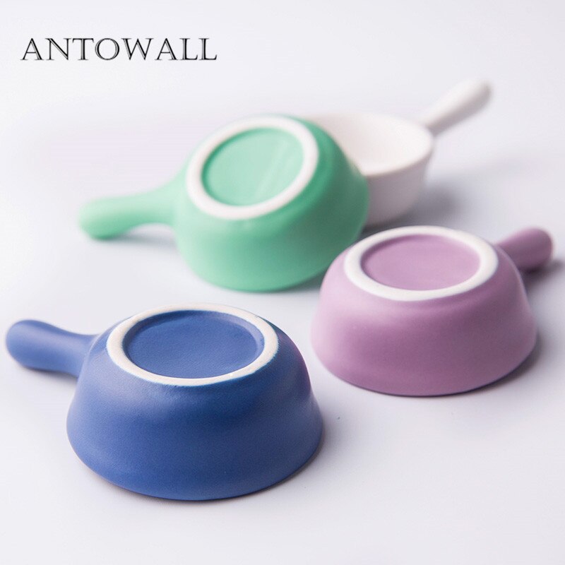 ANTOWALL Solid Ceramic soy sauce dish ketchup mustard jam single handle small dish home restaurant fun colorful snack saucer