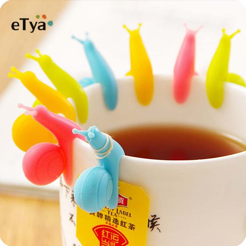 2Pcs Silicone DisposableTea Bag Holder Rest Clips Cute Snail Shape Tableware Tea Pot Cups Mug Decoration Drinkware Tools