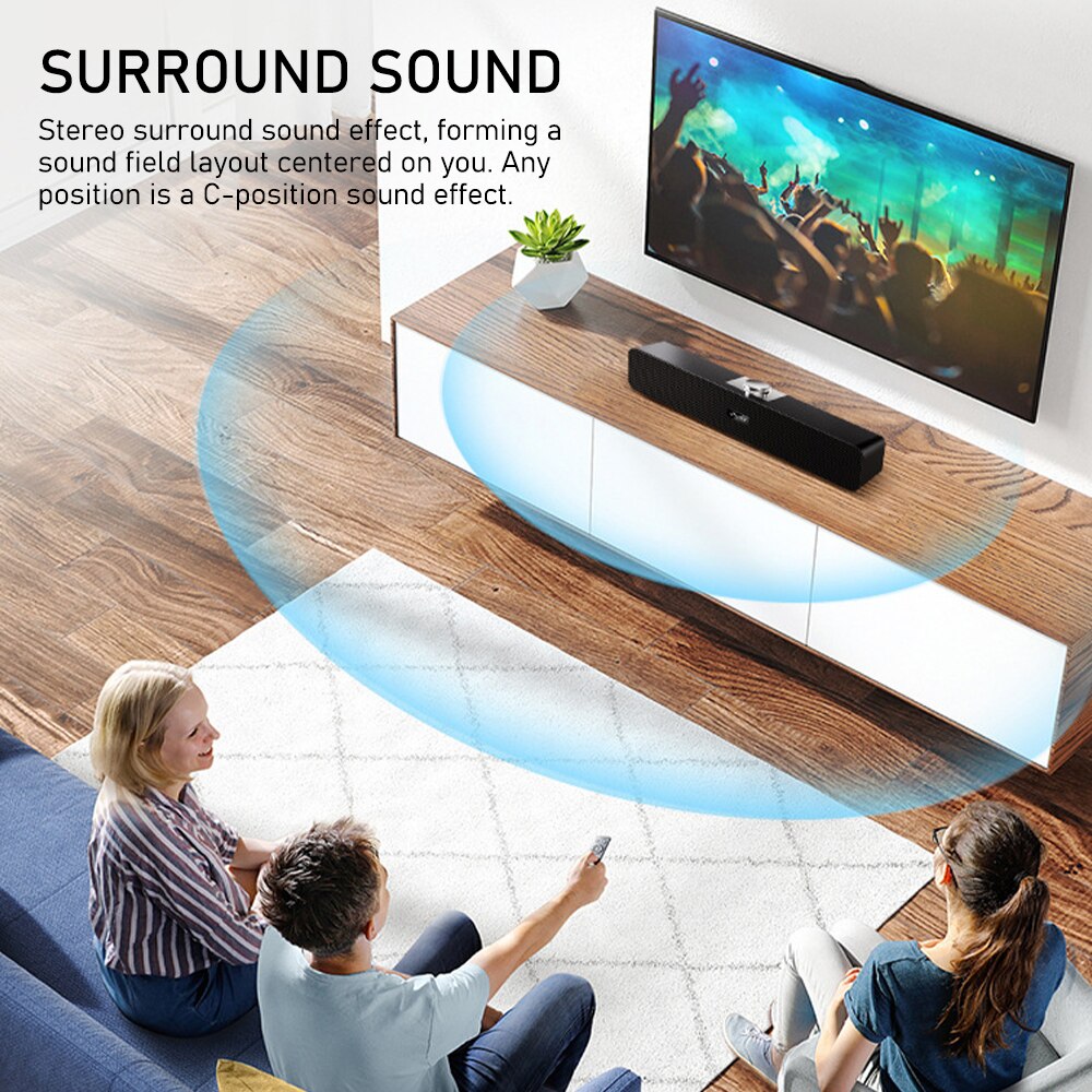 6w soundbar bluetooth alto-falante tv barra de som com fio e sem fio casa música estéreo surround soundbar para telefone pc teatro tv