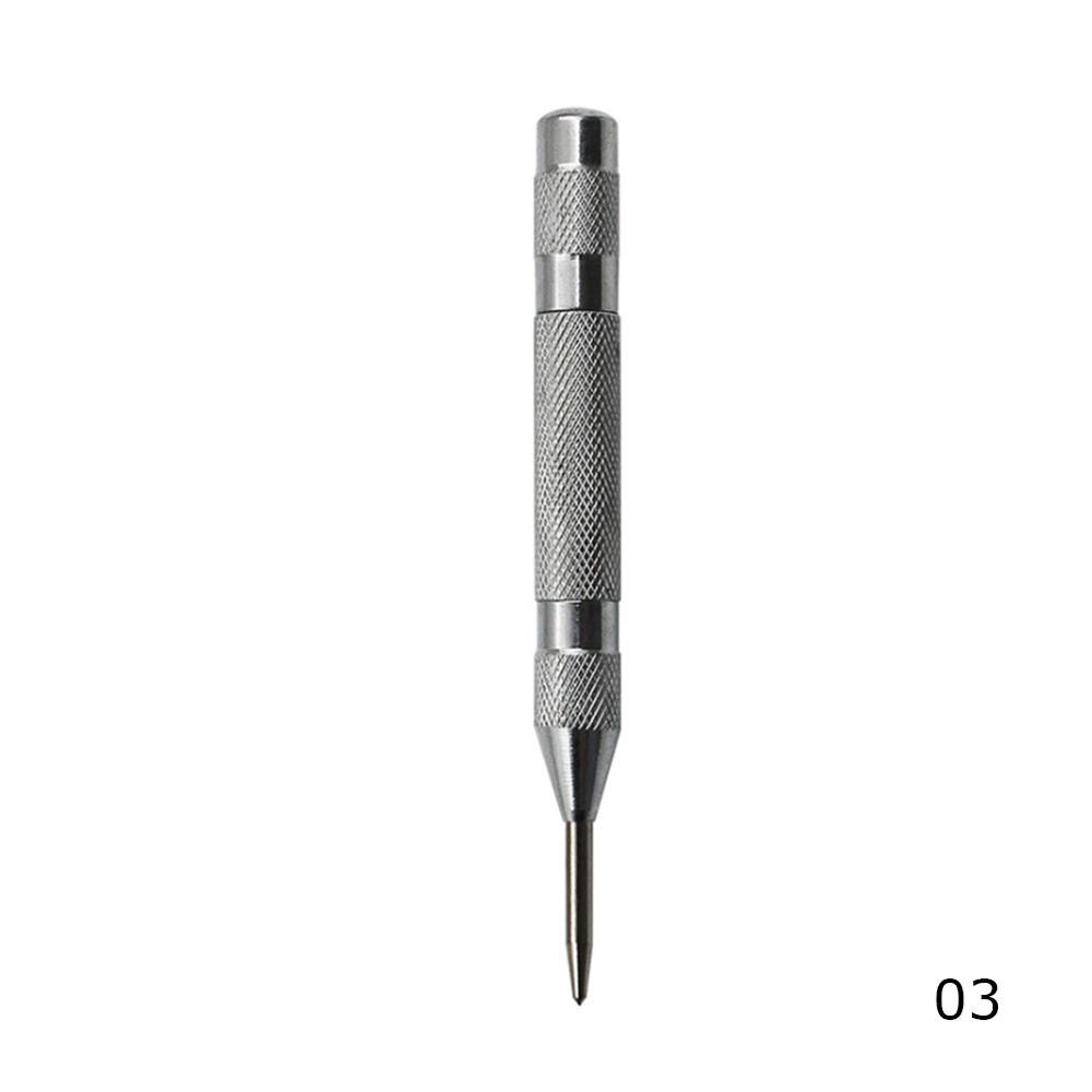 Automatic Center Punch Steel Spring Loaded Marking Starting Holes Hand Tool Kit HSS Positioner High Hardness Punch Chisel: Silver