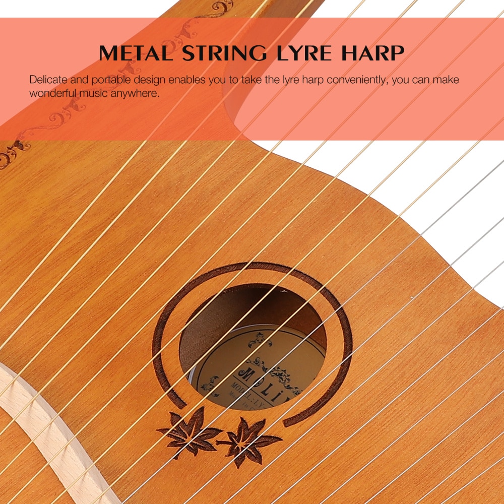 1 Set Wooden Harp Orchestral String Instrument Portable Solidwood 16 String Harp
