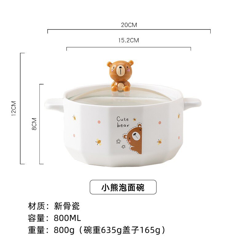 Ceramic Bowl Cute Ramen Instant Noodle Instant Bowl Cup Kawaii Japanese Kids Lunch Bento Box With Tableware Container: G