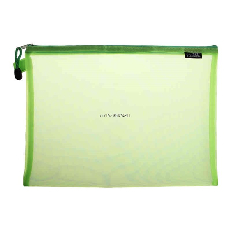 Bolsa de documentos de tela de nailon tamaño A4 cremallera Organizador de bolsillo de almacenamiento material de oficina escolar: GN