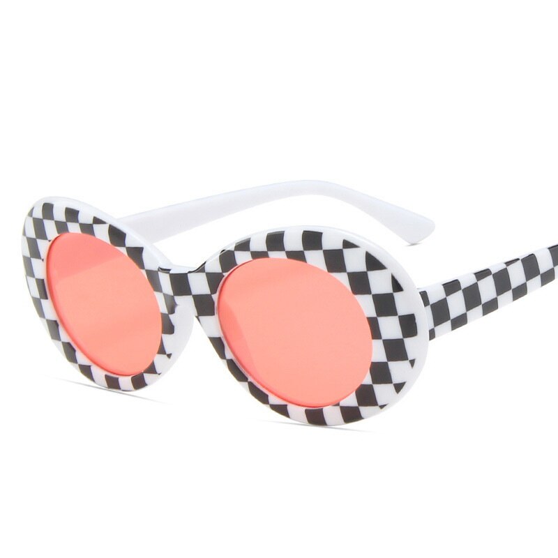 Steampunk solbriller kvinder vintage ovale solbriller cat eye shade til kvinder stilfulde briller på et smalt ansigt spejl  mm23: Hvid rød