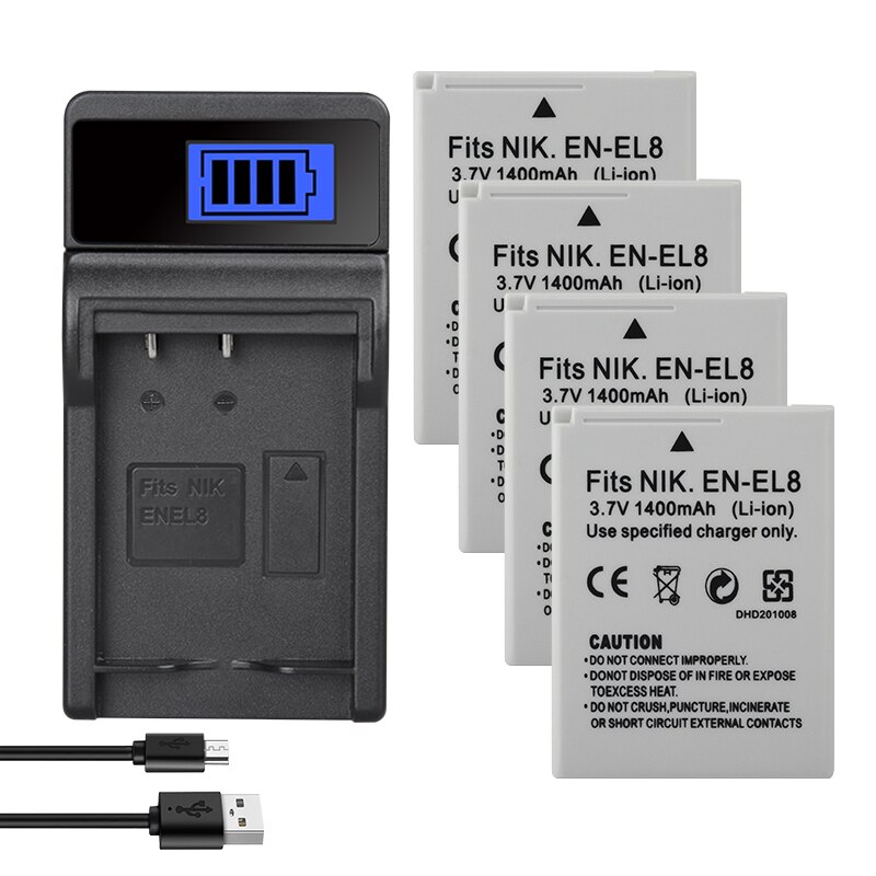 EN EL8 ENEL8 Camera Battery for Nikon COOLPIX P1 P2 L1 L2 S1 S2 S3 S4 S5 S6 S7 S7C S8 S9 S51 S50 S52 EN-EL8 1400mAh Batteries: Pink