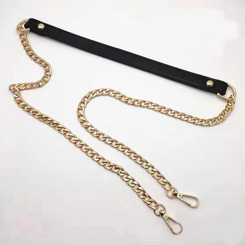 120cm PU Leather Gold Metal Chain Shoulder Bag Strap Buckle Handle DIY Repalcement Solid Handbag Bag Accessories Correa Bolso: Black