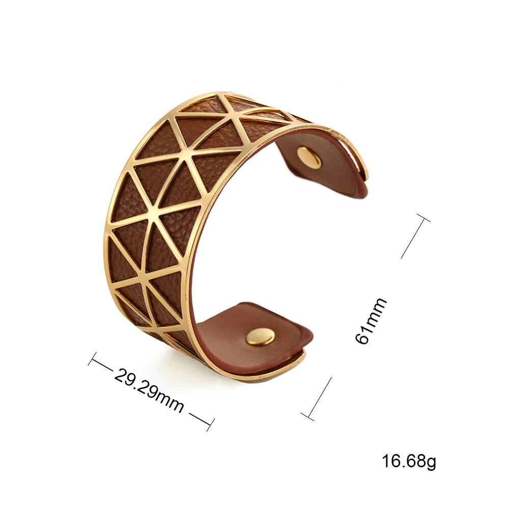 Teamer, pulsera hueca de cuero de PU, brazalete de Georgette, joyería india, Manchette para mujer , bisutería de muñeca para hombres: 6