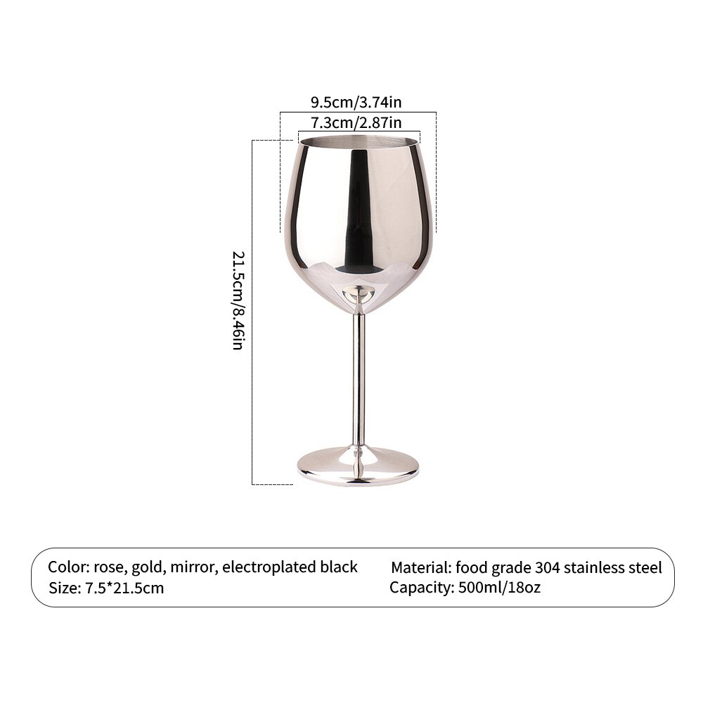 Wine Glasses Stainless Steel Red Wine Goblets Food Grade Juice Drink Goblet Shatterproof Party Barware Kitchen Tools 500ml