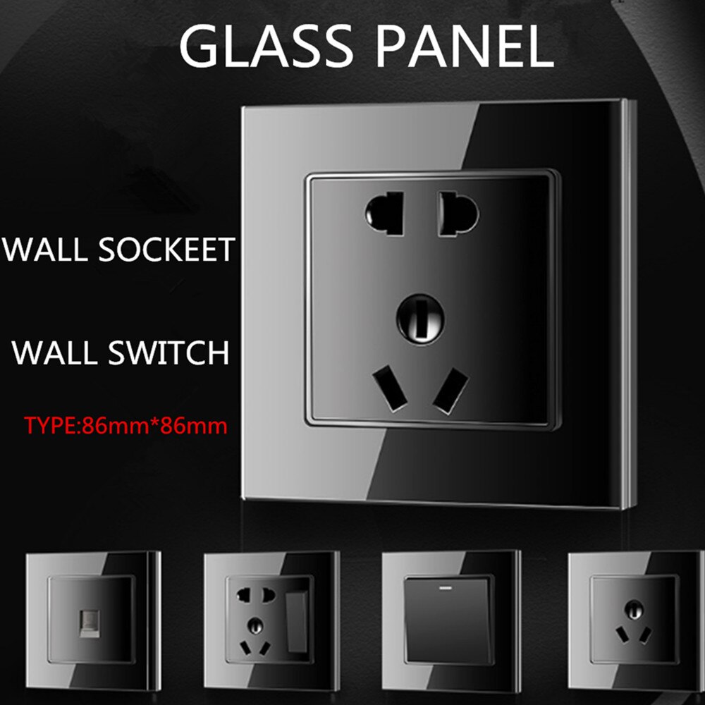 Glass panel socket panel 86 power switch socket Japanese three-hole American power socket US