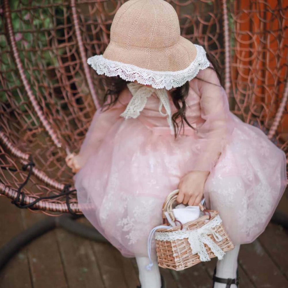Children's Mini Hand Woven Basket Handbag Mini Handbag Cute Woven Basket Purse For Little Girls Toddlers