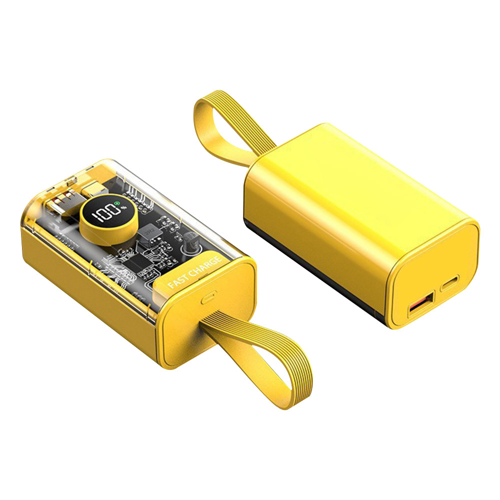 DIY Powerbank Case - Transparant - PD 22.5W Snelladen - Polymeer Batterij Opslag: Geel