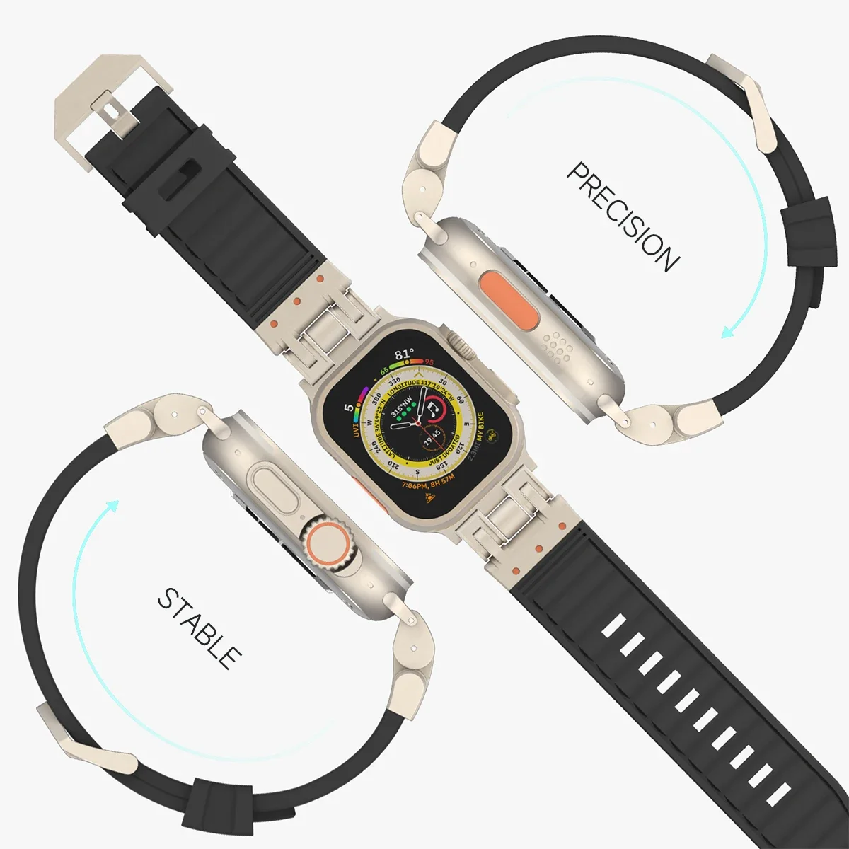 Sports silikone rem til apple watch ultra 2 49mm 45mm 44mm 42mm blød gummirem til iwatch serie 9 8 7 6 5 4 se herrearmbånd