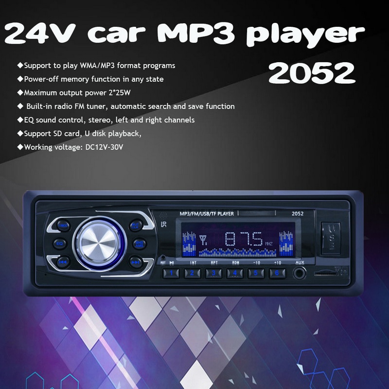1 Din SD Card 12V/24V Power Supply Car Stereo Car Radio EQ sound control FM Turner Car MP3 Player