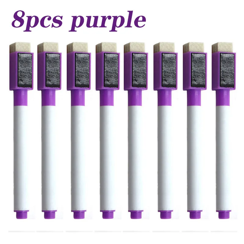8 Pcs Erasable Whiteboard Pens Set - Magnetic, Easy to Wipe, Scratch-Free Markers with Color Random - Office Supplies: green