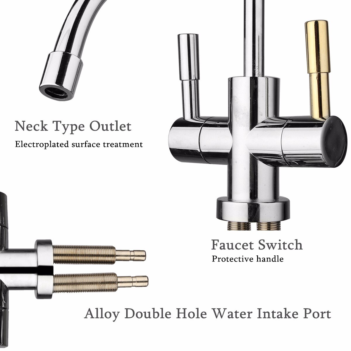 1/4 Inch Double Holes Chrome Kitchen Water Filter Osmosis Filters Parts Drinking Tap Water Filter Faucet Water Filter Tap