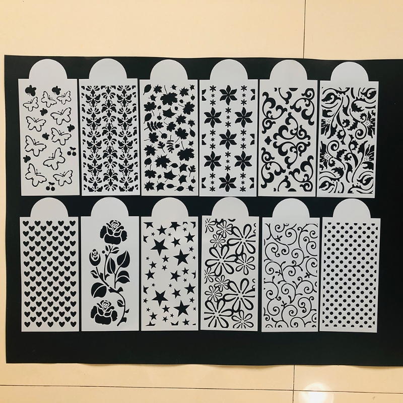 12pcs DIY Star Heart Drawing Stencils Templates Embossing Paper Card Painting Scrapbooking Stamp Album Decor B03E