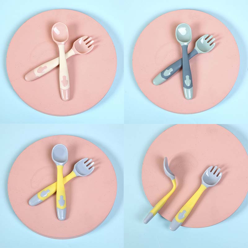 2 Stuks Paddestoel Roze Boxed Vork Lepel Kinderen Training Lepel Paddestoel Eten Lepel Peuter Servies Kan Turn Hoofd lepel