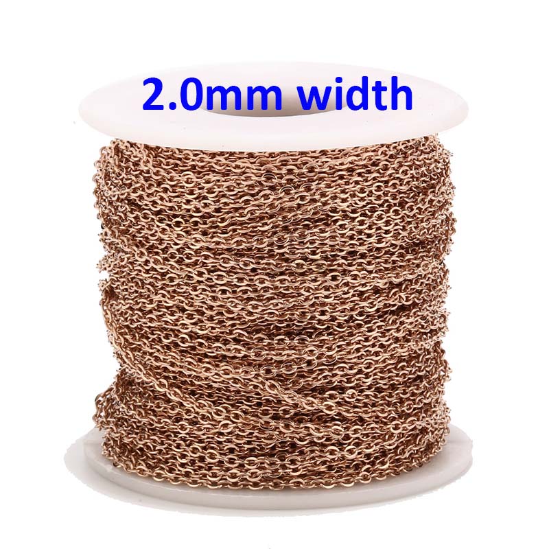 2 Meters Stainless Steel Rose Gold/Gold Link Chain Necklace Bulk Cable 2mm Width for Jewelry Making Findings DIY Supplies: Silver
