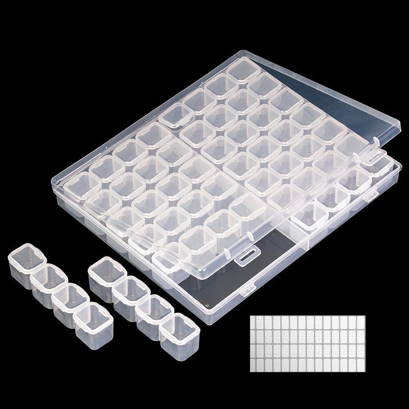 Caja de almacenamiento de perlas de plástico, organizador de cuentas, accesorios de pintura, bordado de diamantes, 28/56 ranuras