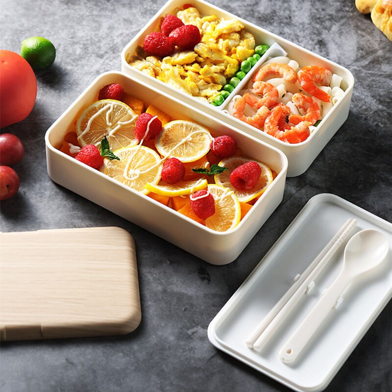 Office Worker Lunch Box Double-Layer Adult Students Portable Microwave Bento Box Separated Insulation Heated Lunch Box Set