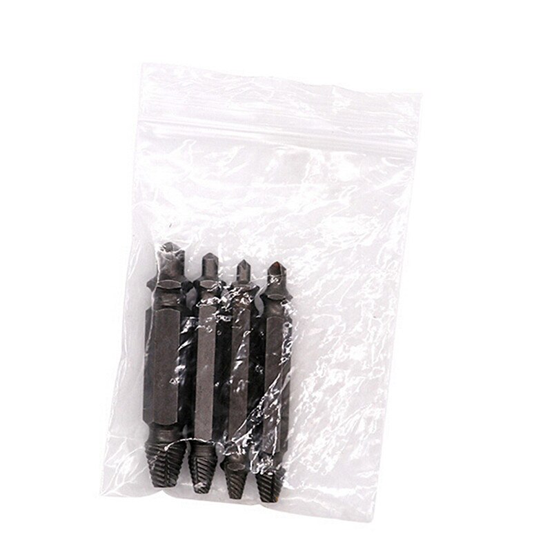 4pcs Broken Breakage Head Screw Extractors Double Ended Damaged Screw Extractor Wood Bolts Remover Extract Drill Tool