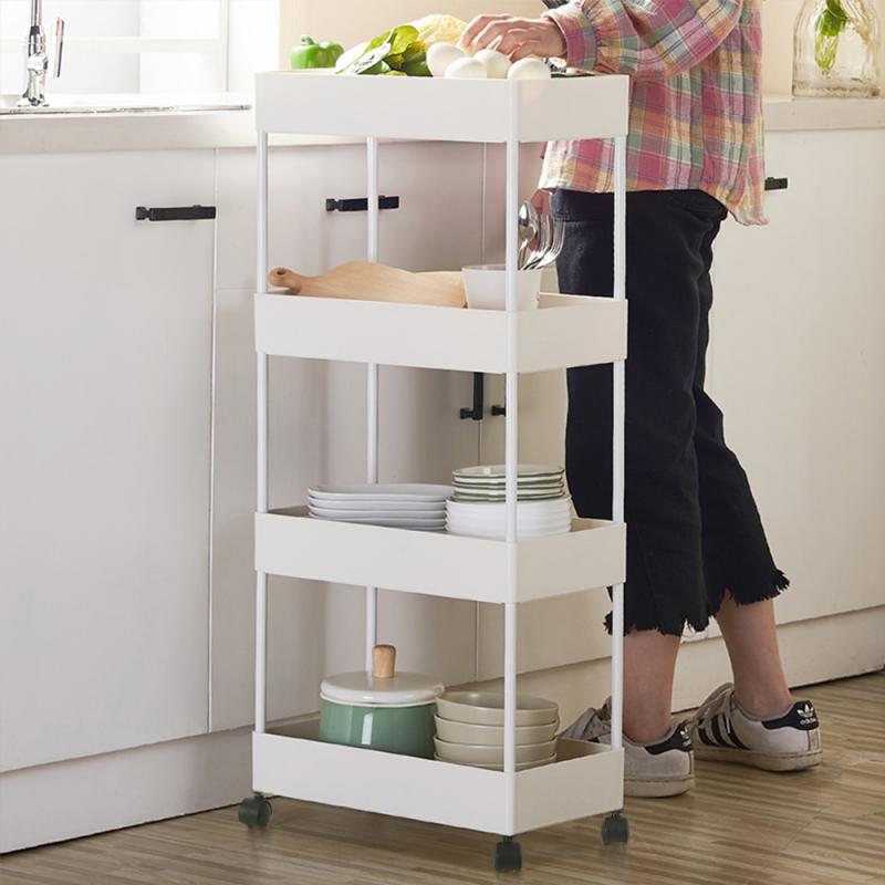 Kitchen Trolley 4 Layer Utility Cart Multi-function Trolley Storage Trolley Kitchen Foldable Trolley Rolling Metal Trolley HWC