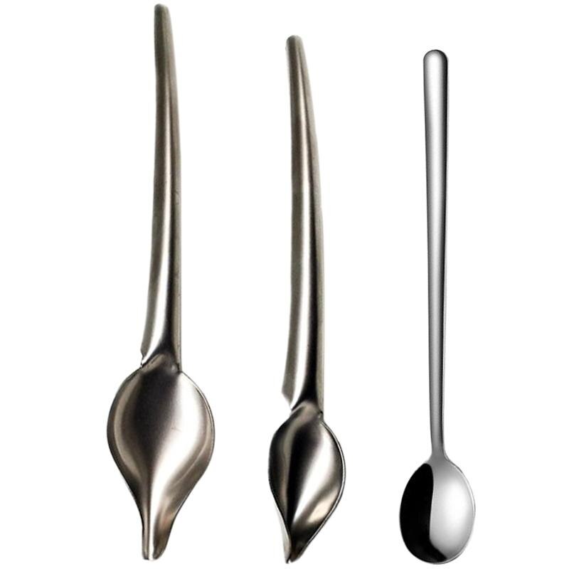Cucchiai Saucier in acciaio inossidabile 3 pezzi cucchiai di cioccolato disegno decorare cucchiai da immersione cucchiaio di salsa francese (argento): Default Title