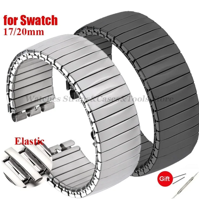 Elastisches Metall-Uhrenarmband für Swatch-Uhrenarmband, 17 mm, 20 mm, strecken-Erweiterung, Edelstahl-Uhrenarmband, Herren- und Damenarmband-Zubehör