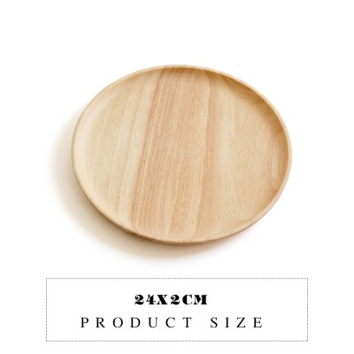 Guma drewno okrągły styl japońnarty płytki talerz stek wołowy przekąnarty owocowe taca taca herbaciana restauracja stojak na talerze z litego drewna: 24cm