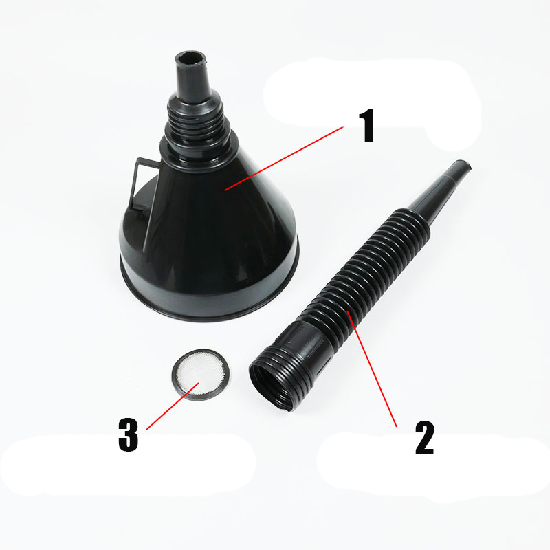 2 in 1 Plastic Funnel Spout Car Motorcycle Oil Water Fuel Gasoline Diesel Filling Funnel with Soft Pipe for Truck Vehicle