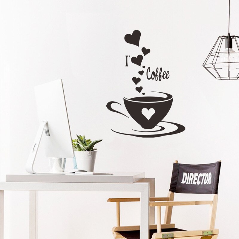 Coffee Cup Wall Sticker Living Room Bedroom Home Decoration Wallpaper Restaurant Removable Mural Cafe Decor Stickers