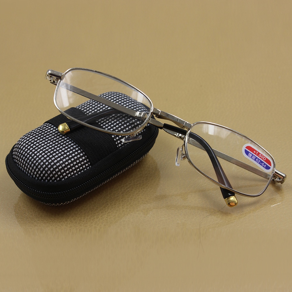 Draagbare Vouwen Leesbril Ovale Metalen Frame Verziend Vergrootglazen Eyewear Met Case