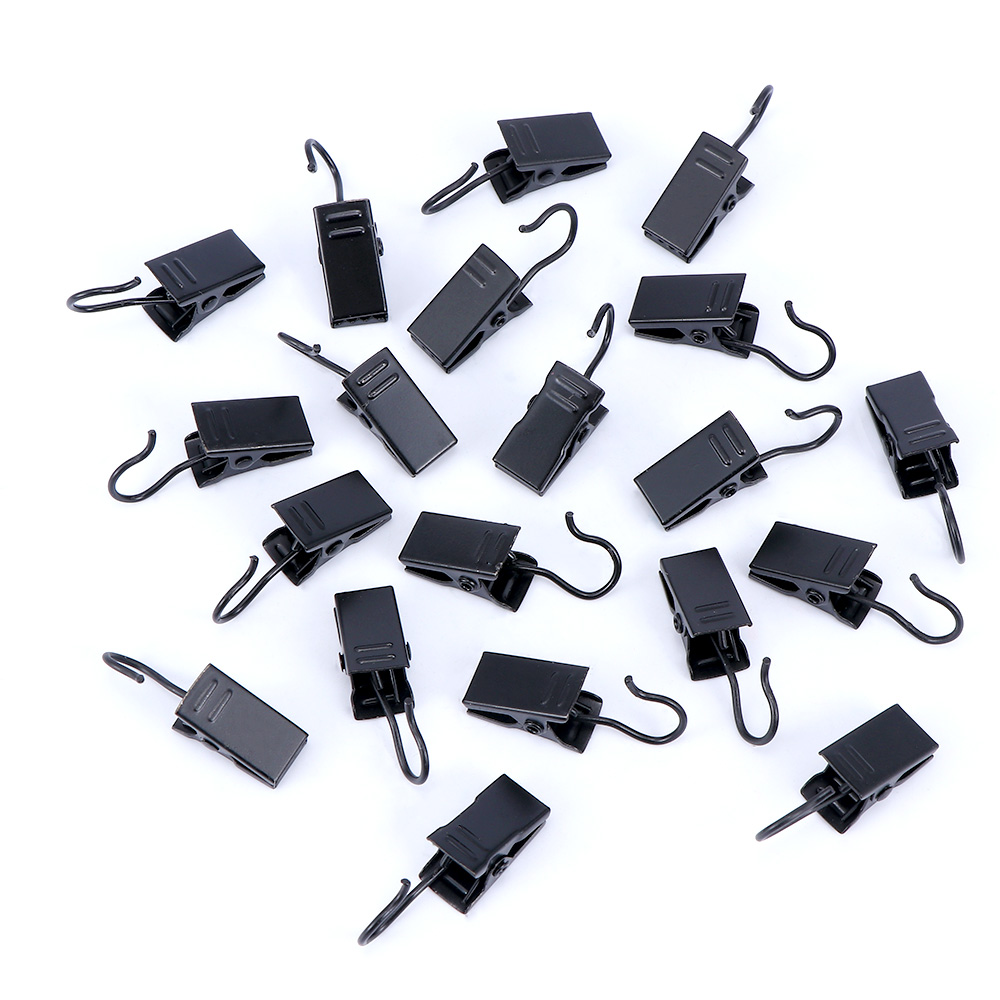 20 pièces/ensemble fenêtre douche métal Crocodile pince Durable rideau crochet Clips acier inoxydable rideau anneaux pinces accessoires