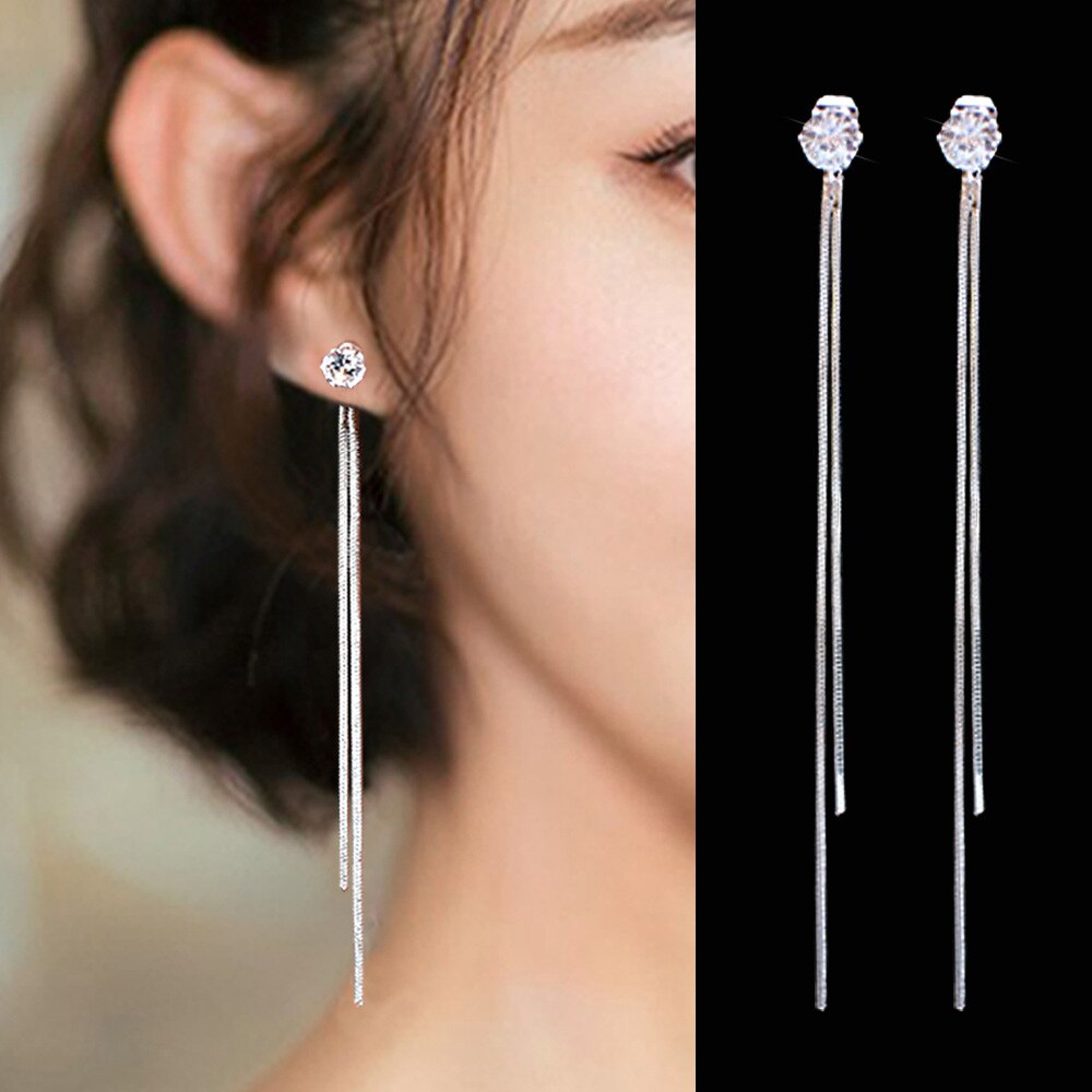 Pendientes largos de perlas de imitación para mujer, aretes colgantes de boda de perlas redondas blancas, joyería coreana,: e817