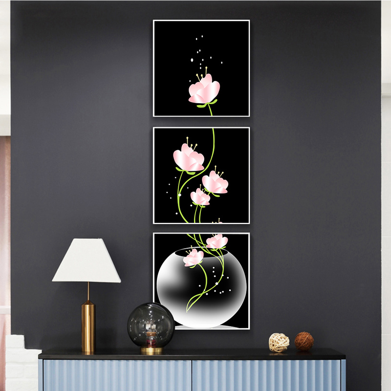 3 paneles Canavs pintura flores Poster imágenes de pared nórdicas para sala de estar pasillo escandinavo decoración abstracta arte de pared